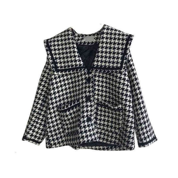 woolen coat small woman navy collar thickened thousand bird lattice simple wind wool in spring and autumn of 2021, Black
woolen coat small woman navy collar thickened thousand bird lattice simple wind wool in spring and autumn of 2021, Black