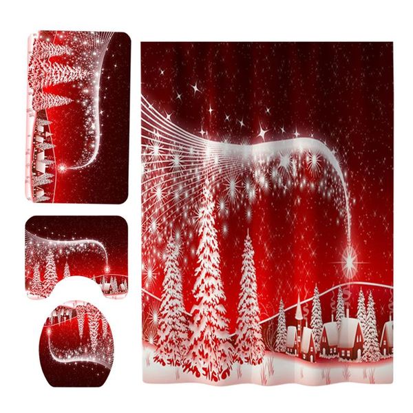 bath mats 4 in 1 christmas scene pattern bathroom pads curtain set anti-slip washroom carpets mat waterproof shower toilet seat li
bath mats 4 in 1 christmas scene pattern bathroom pads curtain set anti-slip washroom carpets mat waterproof shower toilet seat li