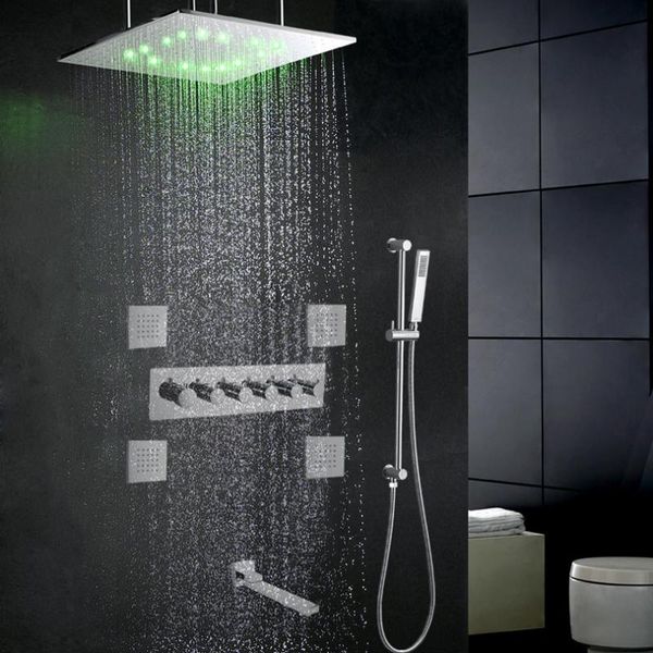 bathroom shower sets thermostatic led system ceiling mounted rain head with handheld spray chrome polished
bathroom shower sets thermostatic led system ceiling mounted rain head with handheld spray chrome polished