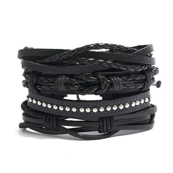 link, chain european and american simple retro suit bracelet diy braided cowhide men's leather, Black
link, chain european and american simple retro suit bracelet diy braided cowhide men's leather, Black