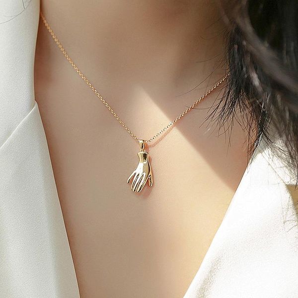 chains 2021 korean simple gold color titanium steel hand pendant necklaces vintage personality fashion jewelry for women gift, Silver
chains 2021 korean simple gold color titanium steel hand pendant necklaces vintage personality fashion jewelry for women gift, Silver