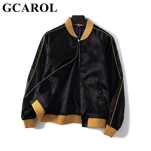 women's jackets gcarol women color contrast sports bomber jacket shine yellow bottom spliced black zipper coat trend fall winter outfit, Black;brown
women's jackets gcarol women color contrast sports bomber jacket shine yellow bottom spliced black zipper coat trend fall winter outfit, Black;brown