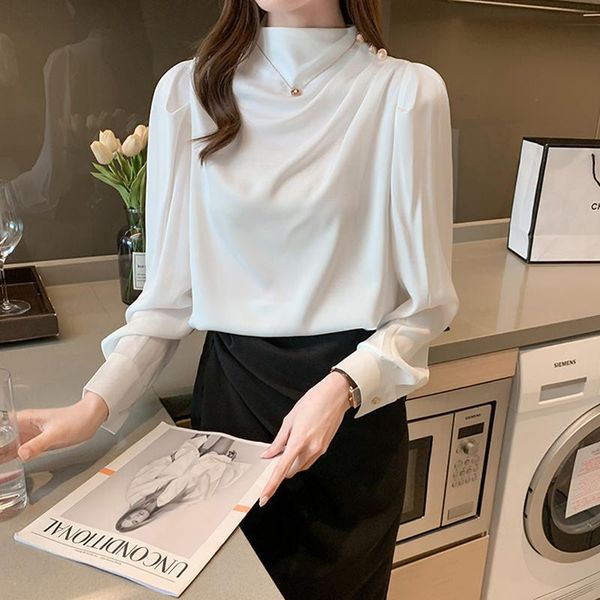 women's blouses & shirts blusas blue white puff sleeve satin chiffon blouse women office lady shirt spring autumn 2021 stand collar clo
women's blouses & shirts blusas blue white puff sleeve satin chiffon blouse women office lady shirt spring autumn 2021 stand collar clo