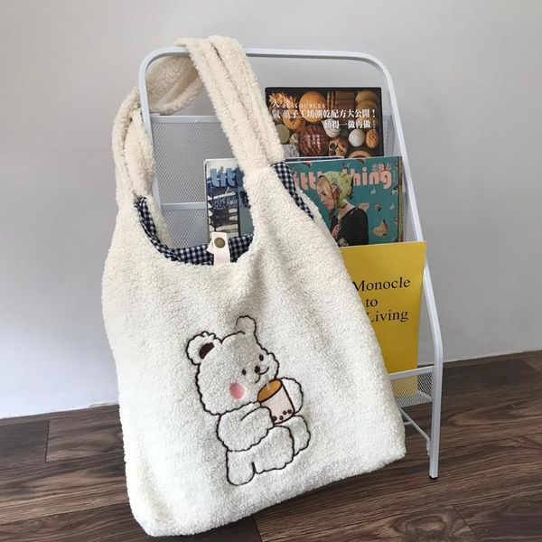 women canvas shoulder bag warm plush cloth fabric handbag soft cotton tote large capacity embroidery bear book bags for ladies
women canvas shoulder bag warm plush cloth fabric handbag soft cotton tote large capacity embroidery bear book bags for ladies