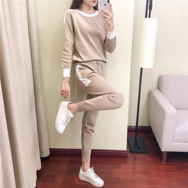 spring autumn suit womens sweater casual fashion temperament western style autumn and winter knitted two-piece suit, White
spring autumn suit womens sweater casual fashion temperament western style autumn and winter knitted two-piece suit, White
