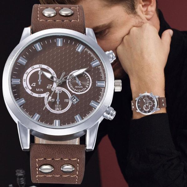 wristwatches 2021 men's single calendar casual belt watch business sports quartz male's three eye six pins design for men, Slivery;brown
wristwatches 2021 men's single calendar casual belt watch business sports quartz male's three eye six pins design for men, Slivery;brown