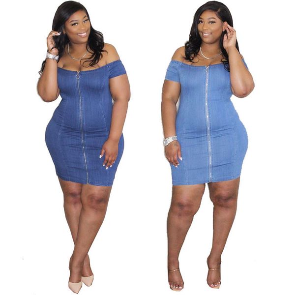 2021 new plus size xl-5xl denim casual stretch bodycon zipper up off shoulder midi es vestidos de mujer wholesale dropshpping mvk3, Black;gray
2021 new plus size xl-5xl denim casual stretch bodycon zipper up off shoulder midi es vestidos de mujer wholesale dropshpping mvk3, Black;gray