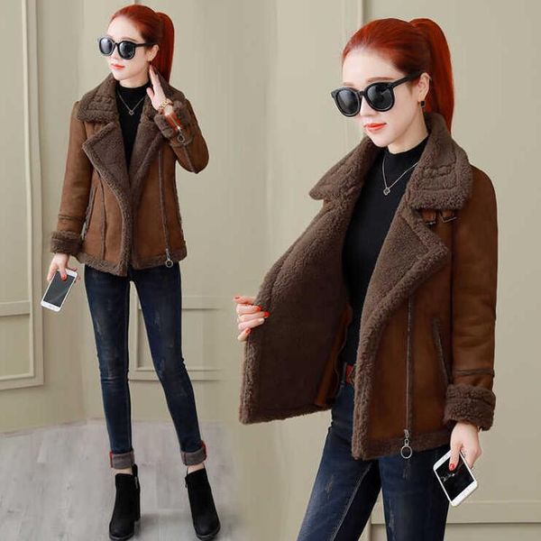 women's wool & blends lady autumn winter warm coat korean fashion women turn-down collar long sleeve zipper lambs frocking suede parkas, Black
women's wool & blends lady autumn winter warm coat korean fashion women turn-down collar long sleeve zipper lambs frocking suede parkas, Black