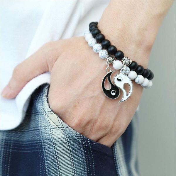 link, chain 2pcs / set yin yang gossip tai chi couple bracelet beaded jewelry black white matte men's fashion
link, chain 2pcs / set yin yang gossip tai chi couple bracelet beaded jewelry black white matte men's fashion