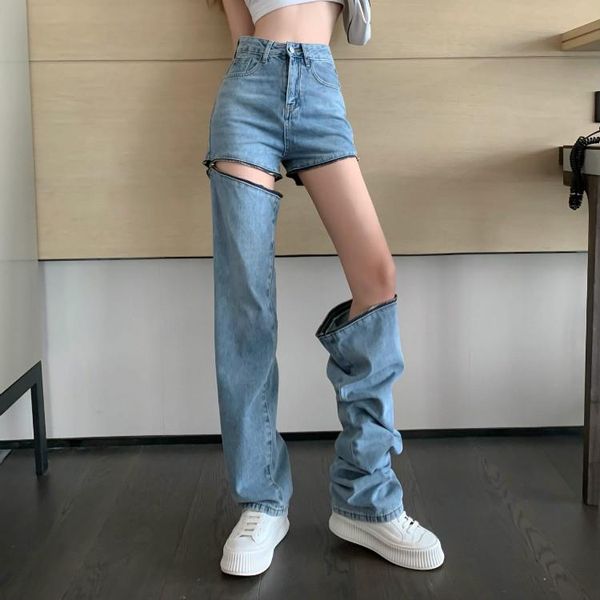 women's jeans design sense niche high waist slimming and straight detachable trousers 2021 summer wide-leg pants, Blue
women's jeans design sense niche high waist slimming and straight detachable trousers 2021 summer wide-leg pants, Blue