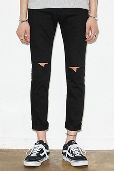 men's jeans fashion brand summer hole slim black capris elastic trend thin casual leggings men, Blue
men's jeans fashion brand summer hole slim black capris elastic trend thin casual leggings men, Blue