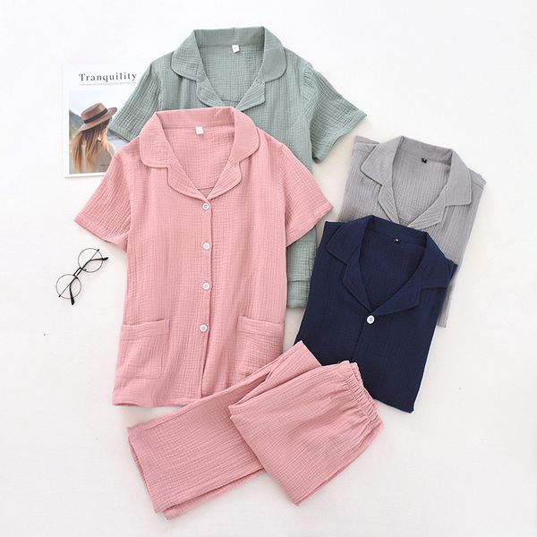 2021 new japanese spring and summer couples 100% cotton crepe short-sleeved trousers suit men pajamas home service women pink pajama set odu, Black;brown
2021 new japanese spring and summer couples 100% cotton crepe short-sleeved trousers suit men pajamas home service women pink pajama set odu, Black;brown
