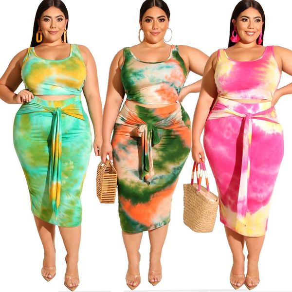 women's t-shirt summer style tie-dye printing tight-fitting hip fashion casual suit plus size two-piece, White
women's t-shirt summer style tie-dye printing tight-fitting hip fashion casual suit plus size two-piece, White