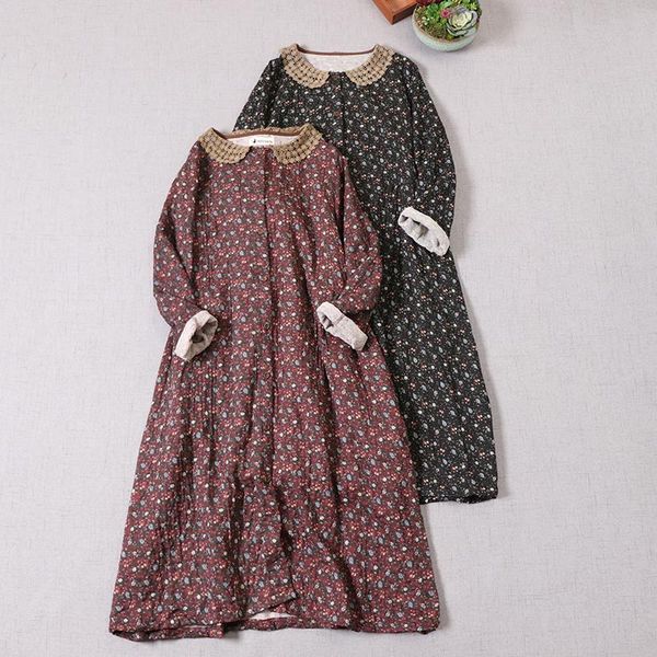 casual dresses japan style mori girl autumn winter double layer cotton floral print dress turndown collar loose long women, Black;gray
casual dresses japan style mori girl autumn winter double layer cotton floral print dress turndown collar loose long women, Black;gray