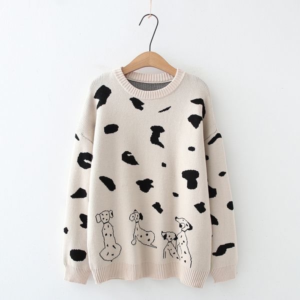 2021 new winter pullover womens sweater cartoon dog print long sleeve knitwear lady jumper knitted v329, White;black
2021 new winter pullover womens sweater cartoon dog print long sleeve knitwear lady jumper knitted v329, White;black