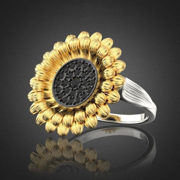 cluster rings design silver color big sunflower black stone ring for women bridal party banquet engagement jewelry accessories gift, Golden;silver
cluster rings design silver color big sunflower black stone ring for women bridal party banquet engagement jewelry accessories gift, Golden;silver
