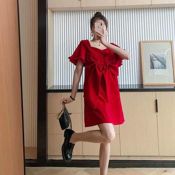maternity dresses summer sweet large bowknot red dress short sleeve square collar pregnant women fashion princess irregular, White
maternity dresses summer sweet large bowknot red dress short sleeve square collar pregnant women fashion princess irregular, White