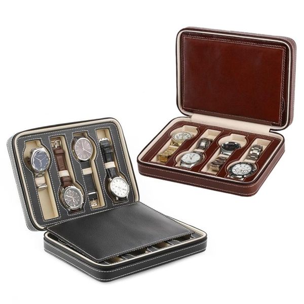 watch boxes & cases 2 pcs 8 grids pu leather box storage showing watches display box, black brown, Black;blue 
watch boxes & cases 2 pcs 8 grids pu leather box storage showing watches display box, black brown, Black;blue