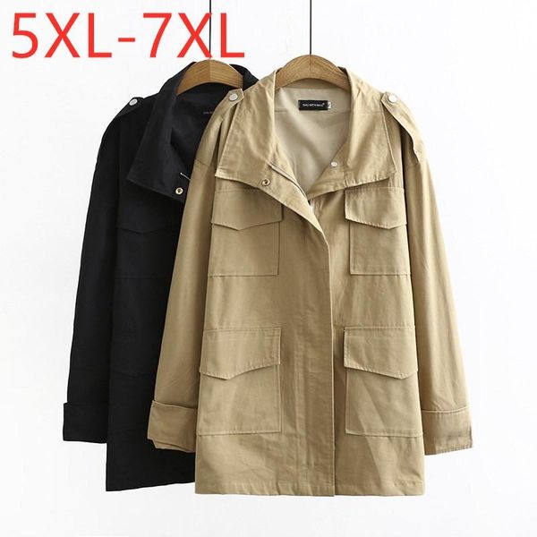 new ladies autumn winter plus size long jacket for women large loose long sleeve cotton khaki pocket zipper coat 5xl 6xl 7xl, Black;brown
new ladies autumn winter plus size long jacket for women large loose long sleeve cotton khaki pocket zipper coat 5xl 6xl 7xl, Black;brown