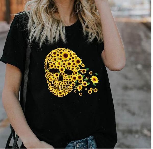 sunflower skull print t shirt women short sleeve o neck tshirt 2021 summer women tee shirt camisetas muje, White
sunflower skull print t shirt women short sleeve o neck tshirt 2021 summer women tee shirt camisetas muje, White