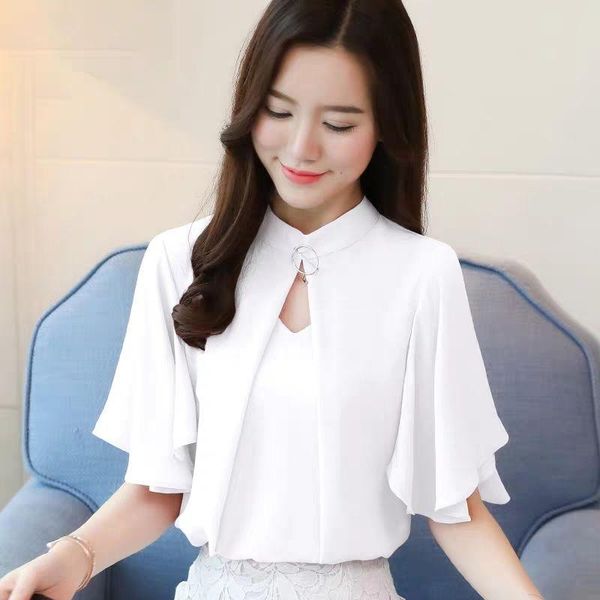 women's blouses & shirts summer women chiffon solid color loose temperament korean version stand-up collar blusas mm0383, White
women's blouses & shirts summer women chiffon solid color loose temperament korean version stand-up collar blusas mm0383, White