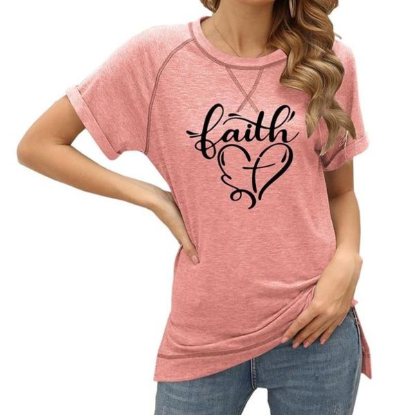 women's t-shirt faith letters heart cross print women loose short sleeves casual jesus summer young, White
women's t-shirt faith letters heart cross print women loose short sleeves casual jesus summer young, White