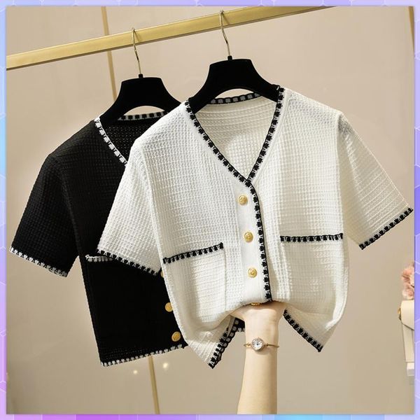 women's knits & tees korean v-neck knitte cardigan women thin crop fashion summer short-sleeved short knitted coat loose ropa mujer, White
women's knits & tees korean v-neck knitte cardigan women thin crop fashion summer short-sleeved short knitted coat loose ropa mujer, White