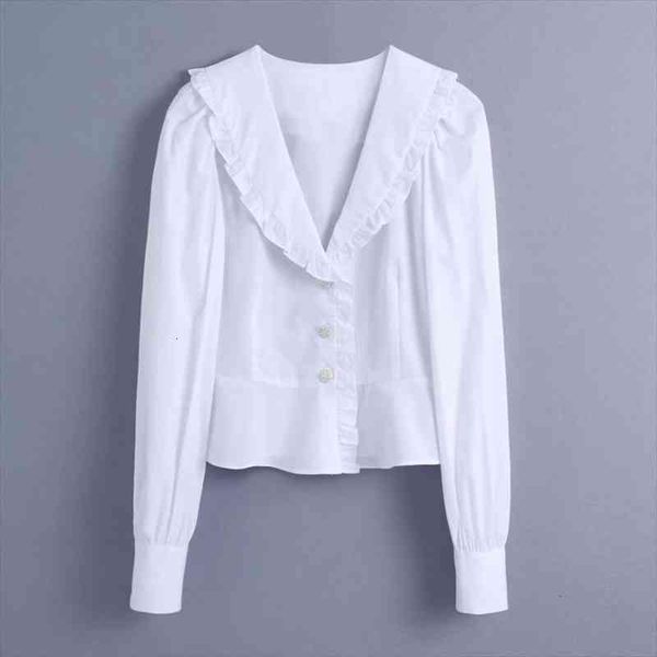 spring women v neck button decoration white shirt female puff sleeve blouse casual lady loose blusas s8665
spring women v neck button decoration white shirt female puff sleeve blouse casual lady loose blusas s8665
