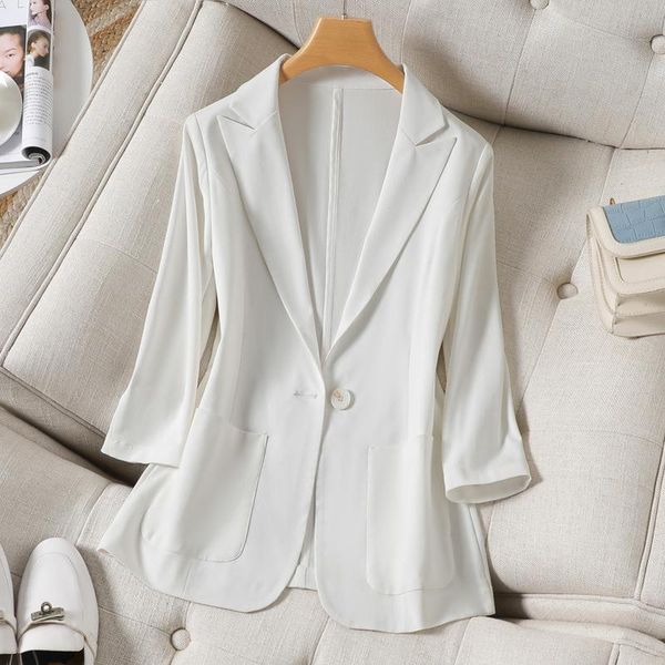 women's suits & blazers cotton linen small suit 2021 summer korean seven point sleeve fashion casual slim short coat, White;black
women's suits & blazers cotton linen small suit 2021 summer korean seven point sleeve fashion casual slim short coat, White;black