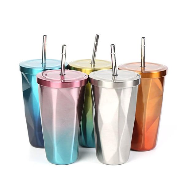 mugs 500ml gradient coffee mug diamond double layer stainless steel water cup with straw lid travel tumbler vacuum bottle cups
mugs 500ml gradient coffee mug diamond double layer stainless steel water cup with straw lid travel tumbler vacuum bottle cups