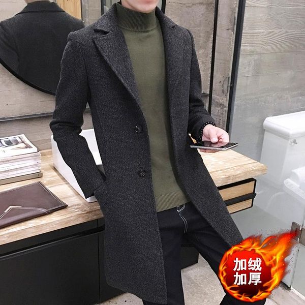 men's wool & blends winter woolen coat men casual long sections pure color windproof thicken warm overcoat maggie's walker fashion, Black
men's wool & blends winter woolen coat men casual long sections pure color windproof thicken warm overcoat maggie's walker fashion, Black