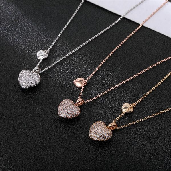 pendant necklaces fashion heart shaped full rhinestone clavicle stereo double love zircon copper necklace, Silver
pendant necklaces fashion heart shaped full rhinestone clavicle stereo double love zircon copper necklace, Silver