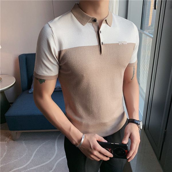 men's polos casual breathable homme streetwear fashion slim fit shirt men short sleeve knitting polo 84nj, White;black
men's polos casual breathable homme streetwear fashion slim fit shirt men short sleeve knitting polo 84nj, White;black