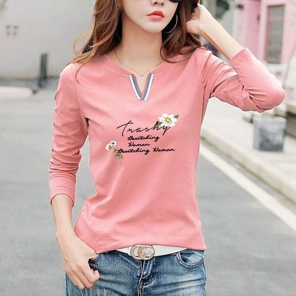 100% cotton long sleeve t-shirt women new v-neck slim spring winter women's large bottoming t shirt 210315, White
100% cotton long sleeve t-shirt women new v-neck slim spring winter women's large bottoming t shirt 210315, White