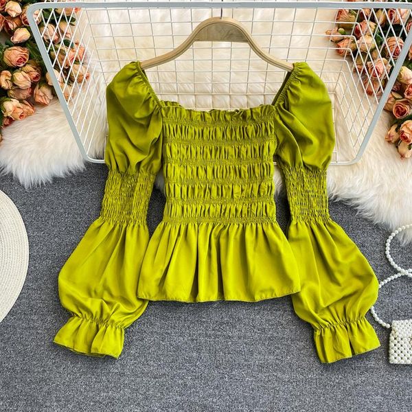 women's blouses & shirts 2021 autumn korean version of blouse female lantern sleeves waist slim blusa lotus leaf swing square collar sh, White
women's blouses & shirts 2021 autumn korean version of blouse female lantern sleeves waist slim blusa lotus leaf swing square collar sh, White