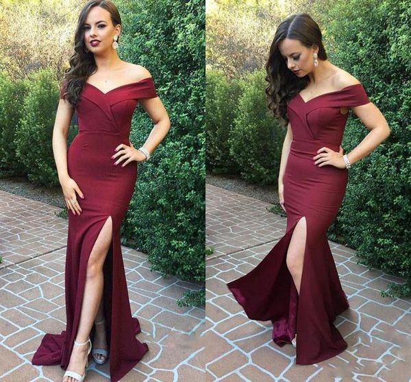party dresses 2021 gorgeous burgundy off the shoulder mermaid prom side split formal evening gowns custom made, White;black
party dresses 2021 gorgeous burgundy off the shoulder mermaid prom side split formal evening gowns custom made, White;black