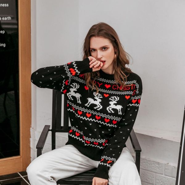 women's sweaters sweater women elegant christmas elk print knitted oversized pullovers winter loose long streetwear sueter mujer, White;black
women's sweaters sweater women elegant christmas elk print knitted oversized pullovers winter loose long streetwear sueter mujer, White;black