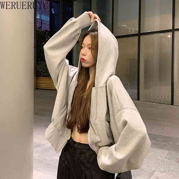 werueruyu autumn women loose zipper hoodies for women casual solid long sleeve pocket shirt hooded sweatshirt female 210608, Black;brown
werueruyu autumn women loose zipper hoodies for women casual solid long sleeve pocket shirt hooded sweatshirt female 210608, Black;brown