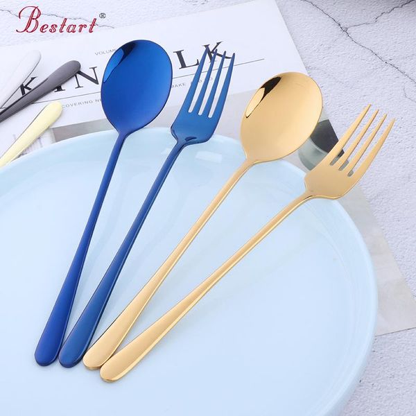 2 pcs/set korean stainless steel dinnerware tableware forks gold salad spoon set long handle spoons kitchen tools
2 pcs/set korean stainless steel dinnerware tableware forks gold salad spoon set long handle spoons kitchen tools