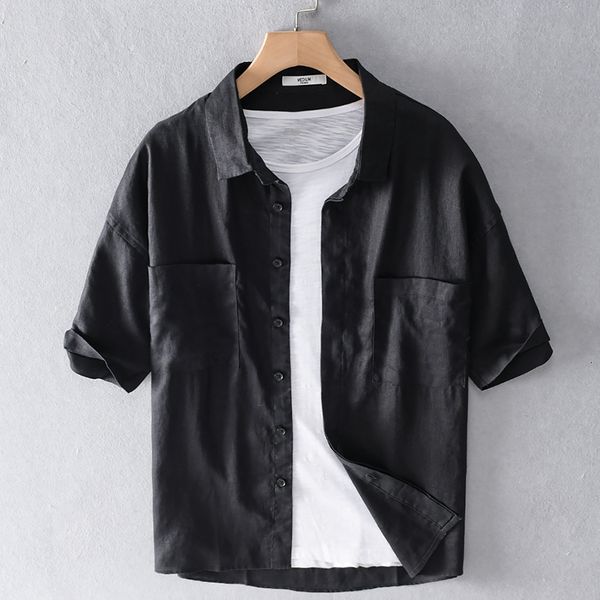 2021 new arrival summer pure linen brand short sleeve black shirts for men casual solid shirt mens fashion comfortable fygc, White;black
2021 new arrival summer pure linen brand short sleeve black shirts for men casual solid shirt mens fashion comfortable fygc, White;black