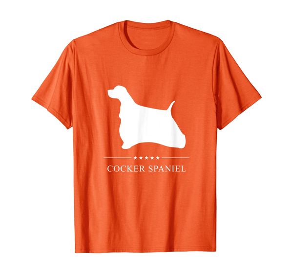 cocker spaniel: white silhouette t-shirt, White;black