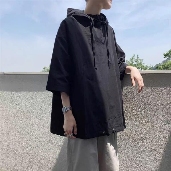 men's t-shirts casual half sleeve hooded t-shirt summer harajuku loose hoodie fashion multi-pocket oversized t shirt men, White;black
men's t-shirts casual half sleeve hooded t-shirt summer harajuku loose hoodie fashion multi-pocket oversized t shirt men, White;black