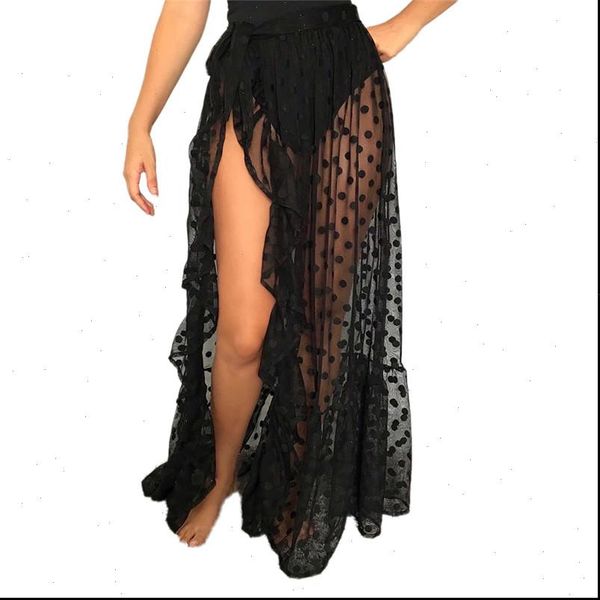 2021 new women high waist mesh skirts see through sheer side split skirt ruffles dots print transparent chiffon maxi long skirts, Black
2021 new women high waist mesh skirts see through sheer side split skirt ruffles dots print transparent chiffon maxi long skirts, Black