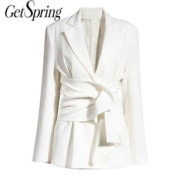 getspring women blazer single breasted long sleeve ladies white coat with waistband fashion women's slim suit jacket 210601, White;black
getspring women blazer single breasted long sleeve ladies white coat with waistband fashion women's slim suit jacket 210601, White;black
