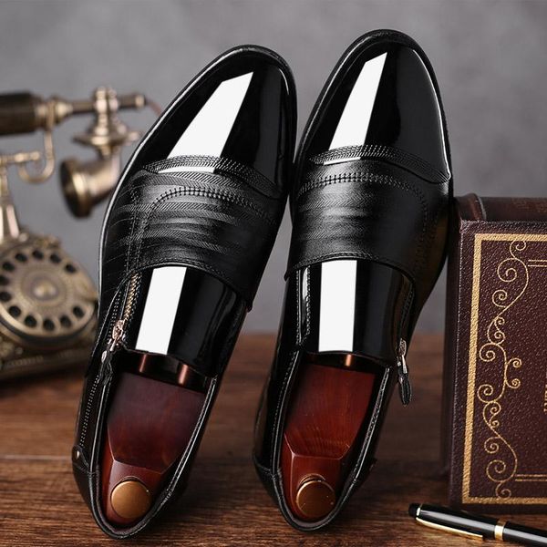dress shoes goxpacer men business flats formal leather size zipper british style pointed toe fashion patchwork, Black 
dress shoes goxpacer men business flats formal leather size zipper british style pointed toe fashion patchwork, Black