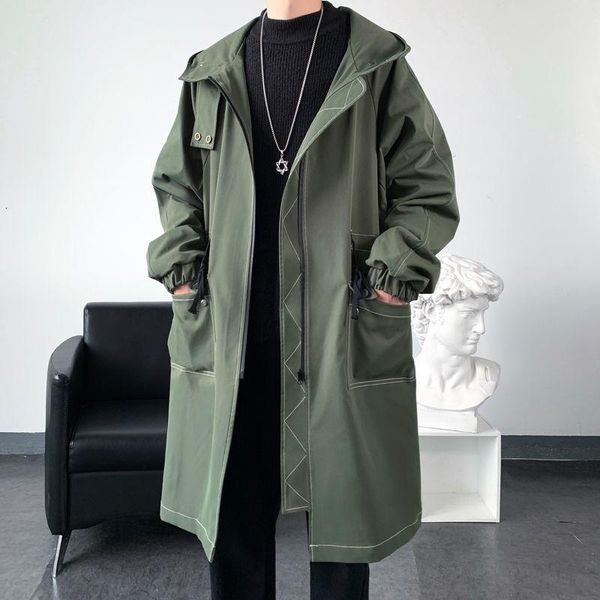 men's trench coats korean style windbreaker men fashion loose casual hooded streetwear mid-length jacket coat, Tan;black
men's trench coats korean style windbreaker men fashion loose casual hooded streetwear mid-length jacket coat, Tan;black