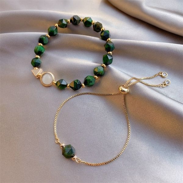 simple green bracelet women's korean tiger eye stone personality bracelet 2-piece fashion design adjustable, Black
simple green bracelet women's korean tiger eye stone personality bracelet 2-piece fashion design adjustable, Black