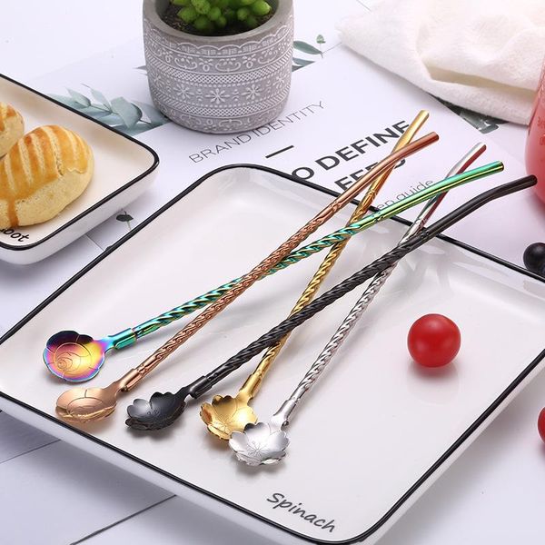 drinking straws 1pcs long twisted straw spoon portable gold tea scoop reusable colored stainless steel black dinnerware set for bar party
drinking straws 1pcs long twisted straw spoon portable gold tea scoop reusable colored stainless steel black dinnerware set for bar party