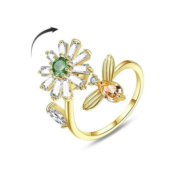 cluster rings flower rotate for women crystal rotating finger adjustable rose gold wedding resizeable anillos, Golden;silver
cluster rings flower rotate for women crystal rotating finger adjustable rose gold wedding resizeable anillos, Golden;silver