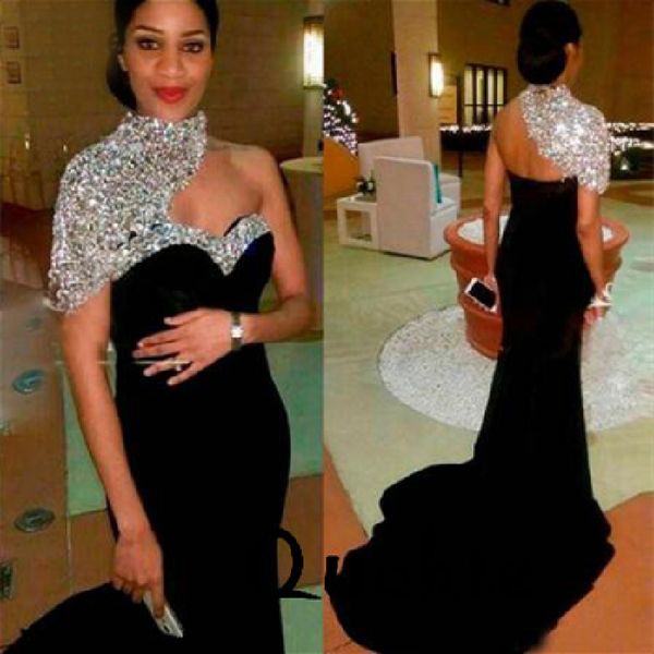 black silver sequins evening dresses mermaid one shoulder high neck arabic party prom gowns dubai sweep train custom made, Black;red
black silver sequins evening dresses mermaid one shoulder high neck arabic party prom gowns dubai sweep train custom made, Black;red